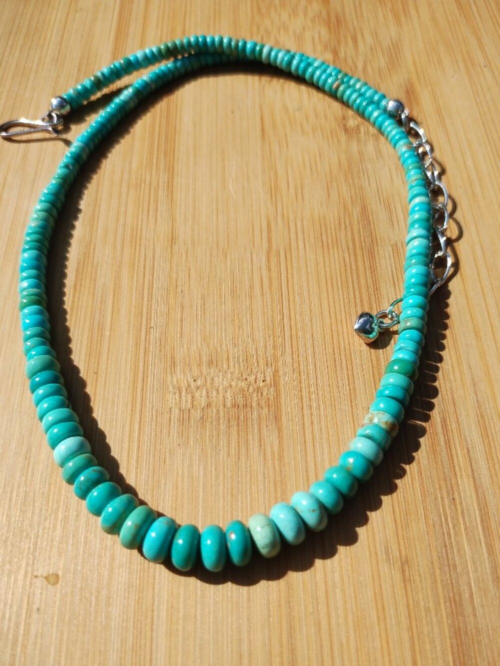 Jay King DTR sky blue Turquoise graduated necklace 925 Sterling Silver